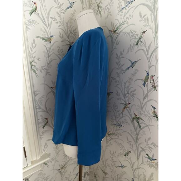 CYNTHIA HOWIE for MAGGIE BOUTIQUE Petites 10 P Jacket Teal 100% SILK Crop Relax - Picture 4 of 7